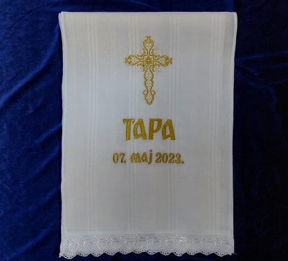 Peškir za krštenje -"Tara II" (metalik zlatni konac)